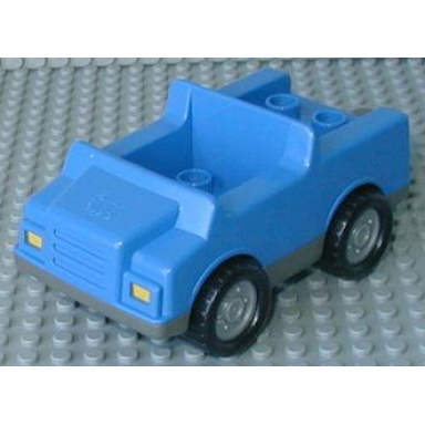 blue duplo car with 2 x 2 studs and dark gray base