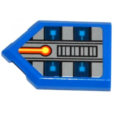 blue tile modified 2 x 3 pentagonal with red and yellow circuitry grille and blue microchips pattern sticker - set 70315