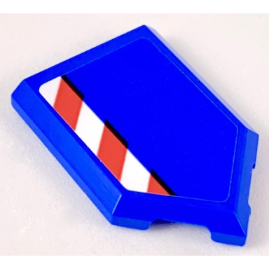 blue tile modified 2 x 3 pentagonal with red and white caution stripe pattern sticker - set 60223