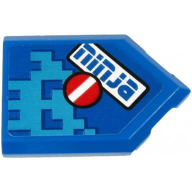 blue tile modified 2 x 3 pentagonal with blue ninja and white minus sign on red circle pattern sticker - set 71711