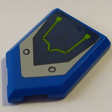 blue tile modified 2 x 3 pentagonal with dark blue and silver hull plates and lime circuitry pattern sticker - set 70320