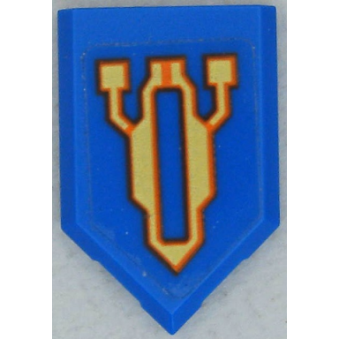 blue tile modified 2 x 3 pentagonal with bright light yellow and orange circuitry pattern sticker - set 70357