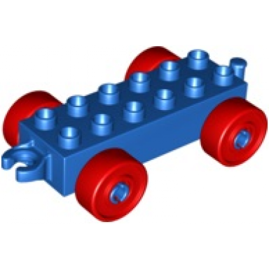 duplo car base 2 x 6 with open hitch end and red wheels