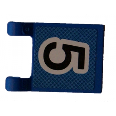 blue flag 2 x 2 square with black number 5 on blue background pattern sticker - sets 3420 3425