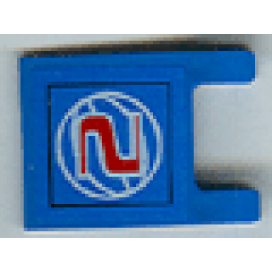 blue flag 2 x 2 square with red number 2 and white wire frame basketball on blue background pattern sticker - sets 3432 3433