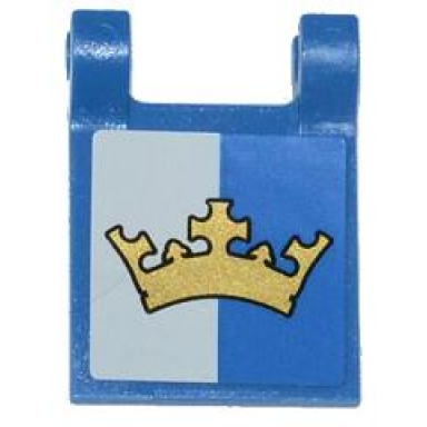 blue flag 2 x 2 square with gold crown on blue and white background pattern sticker - sets 70402 70806