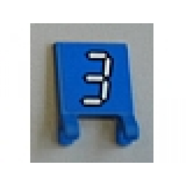 blue flag 2 x 2 square with white number 3 with black outline on blue background pattern sticker - set 3569