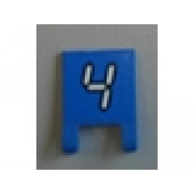 blue flag 2 x 2 square with white number 4 with black outline on blue background pattern sticker - set 3569