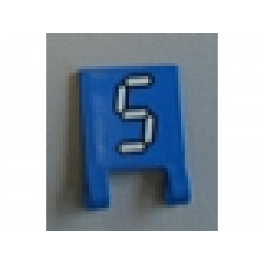blue flag 2 x 2 square with white number 5 with black outline on blue background pattern sticker - set 3569