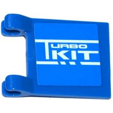 blue flag 2 x 2 square with white turbo kit on blue background pattern on both sides stickers - set 8154