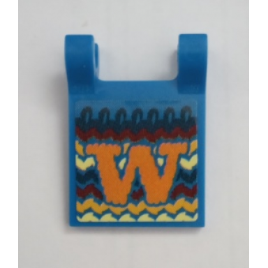 blue flag 2 x 2 square with orange letter w pattern sticker - set 75980