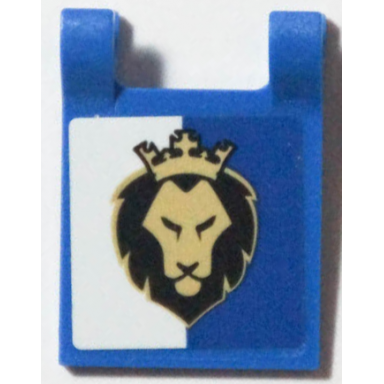 blue flag 2 x 2 square with black and gold lion head with crown on blue and white background pattern sticker - set 40346