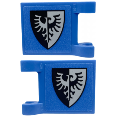 blue flag 2 x 2 square with black falcon shield pattern on both sides stickers - set 910001