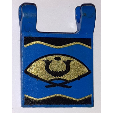blue flag 2 x 2 square with golden fan pattern