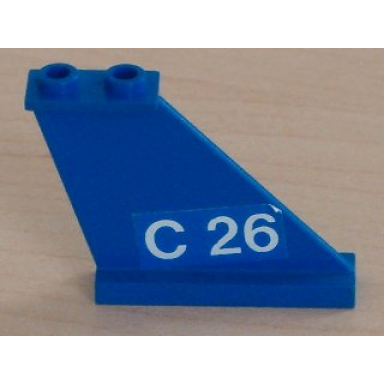 blue tail 4 x 1 x 3 with white c 26 on blue background pattern on right side sticker - set 4022