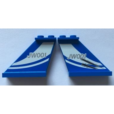 blue tail 4 x 1 x 3 with white curved stripes and jw001 on blue background pattern on both sides stickers - set 75915