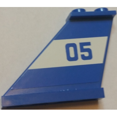 blue tail 4 x 1 x 3 with blue 05 on white background pattern on left side sticker - set 60045