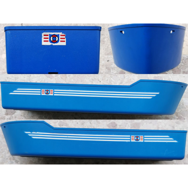 blue boat hull unitary 38 x 10 x 5 2 3 floating with raised light gray decks with white stripes coast guard logo on sides and back pattern stickers - set 4022