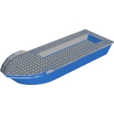 blue boat hull unitary 41 x 12 x 5 with light bluish gray top