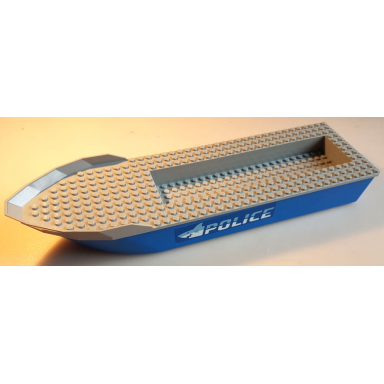 blue boat hull unitary 41 x 12 x 5 with light bluish gray top with bright light blue and white police and shark head pattern on both sides stickers - set 60277