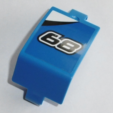 blue technic panel curved 3 x 5 x 3 with black and white 68 and triangular stripes pattern sticker - set 42045