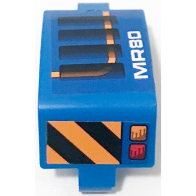 blue technic panel curved 3 x 5 x 3 with white mr80 black and orange danger stripes air vent stripe and taillights pattern model right side sticker - set 42071