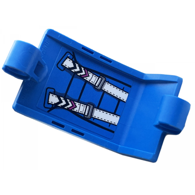 blue technic panel curved 3 x 5 x 3 with white seat belts with black and dark pink chevrons and cushion outlines pattern sticker - set 42164