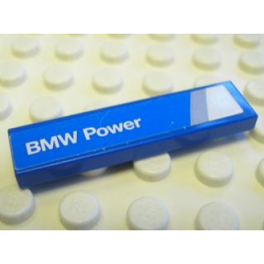 blue tile 1 x 4 with bmw power pattern model left side sticker - set 8374