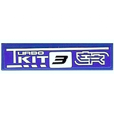 blue tile 1 x 4 with stylized er white turbo kit and black number 3 pattern model left side sticker - set 8135
