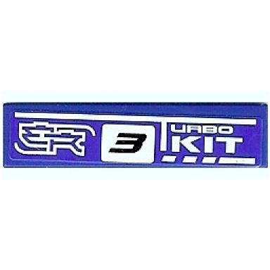 blue tile 1 x 4 with stylized er white turbo kit and black number 3 pattern model right side sticker - set 8135