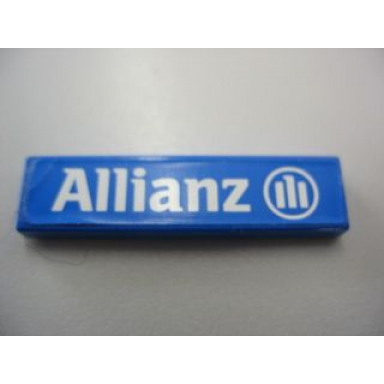 blue tile 1 x 4 with white allianz logo pattern sticker - set 8461