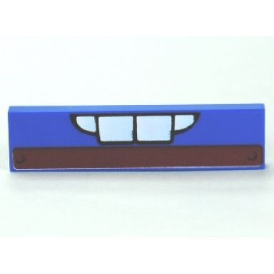 blue tile 1 x 4 with white teeth and dark red stripe pattern ivan mater