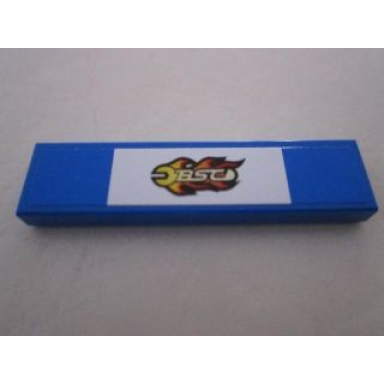 blue tile 1 x 4 with bsc pattern on blue and white background pattern sticker - set 8495