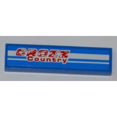 blue tile 1 x 4 with crozz country and 2 white lines pattern sticker - set 8126