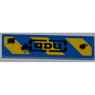 blue tile 1 x 4 with blue and yellow danger stripes adu and 3 laser burns pattern sticker - set 7052