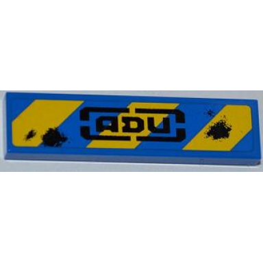 blue tile 1 x 4 with blue and yellow danger stripes adu and 2 laser burns pattern sticker - set 7052