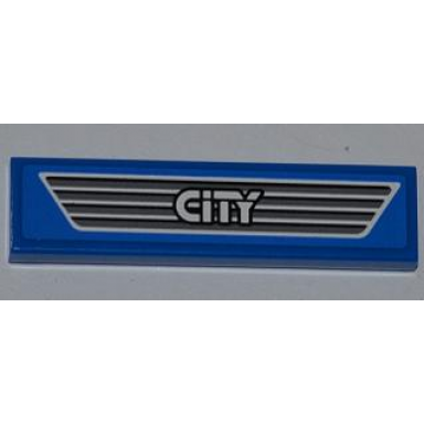 blue tile 1 x 4 with city on dark gray car grille pattern sticker - set 4440