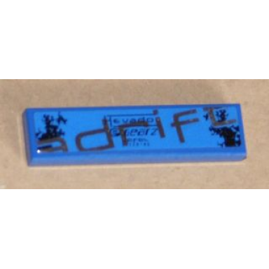blue tile 1 x 4 with adrift pattern sticker - set 8151