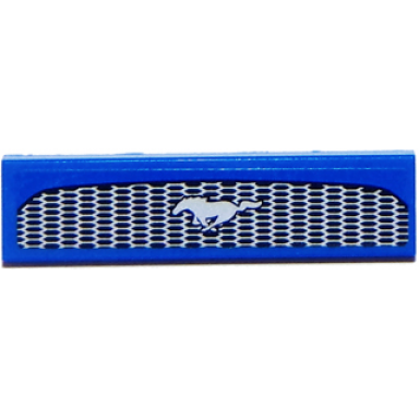 blue tile 1 x 4 with front grille honeycomb and ford mustang logo pattern sticker - set 75871