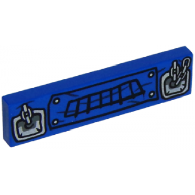 blue tile 1 x 4 with black grille and silver attached chains pattern