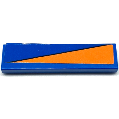 blue tile 1 x 4 with orange triangle pattern model right side sticker - set 76081