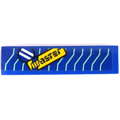 blue tile 1 x 4 with black master on yellow background white stripes in circle and yellowish green lines pattern sticker - set 71709