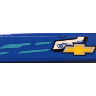 blue tile 1 x 4 with medium azure stripes and yellow and silver chevrolet logo pattern model left side sticker - set 75891