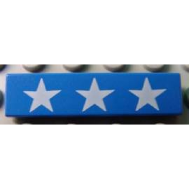 blue tile 1 x 4 with 3 white stars pattern