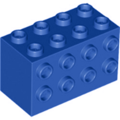 blue brick modified 2 x 4 x 2 with studs on sides