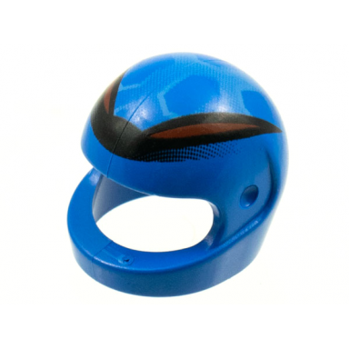 blue minifigure headgear helmet motorcycle standard with horned black and red pattern