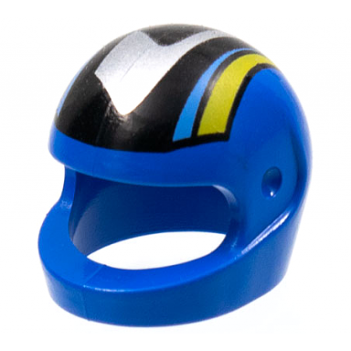 blue minifigure headgear helmet motorcycle standard with silver black medium blue and yellow pattern