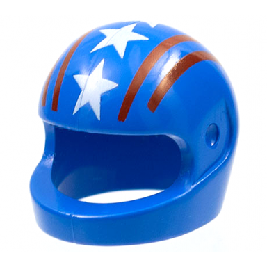 blue minifigure headgear helmet motorcycle standard with red lines and white stars pattern