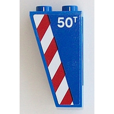 slope inverted 75 2 x 1 x 3 with 50t and red and white danger stripes pattern model right side sticker - set 60098