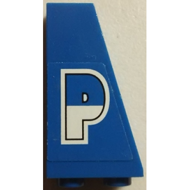 slope inverted 75 2 x 1 x 3 with blue and white p on blue background pattern model right side sticker - set 8214